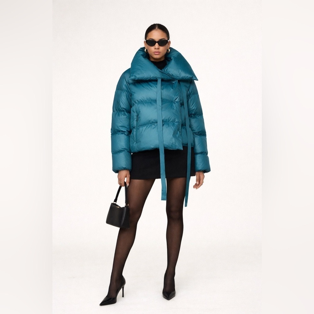 Bacon teal colored down filled puffer jacket. Size large.